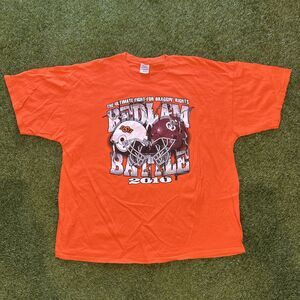 VTG Y2K NCAA OKLA vs OKST 2010 Bedlam Battle Orange Graphic Tee Shirt Mens 2XL